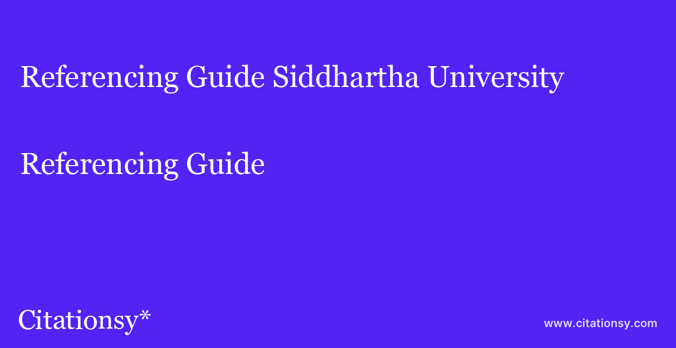 Referencing Guide: Siddhartha University